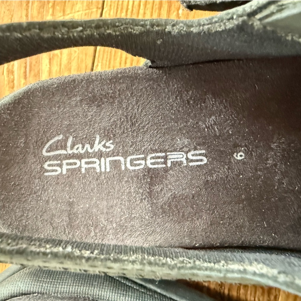 Clarks Springers Black Leather Casual Sporty Sandals Buckle Straps Women's 6 NEW - Picture 6 of 9